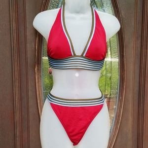 Lucky Brand Dark Red Bikini Size L